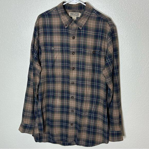 Duluth Trading Co Plaid Long Sleeve Button Down Shirt Top Large TALL - Picture 2 of 8